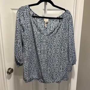 Laundry By Shelli Segal Blue Patterned Blouse